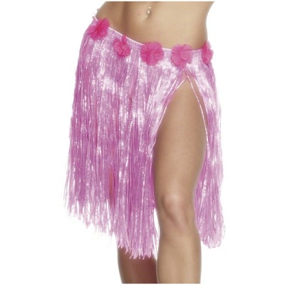 Hawaiian Hula Skirt, Neon Pink