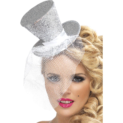 Silver Glitter mini top hat