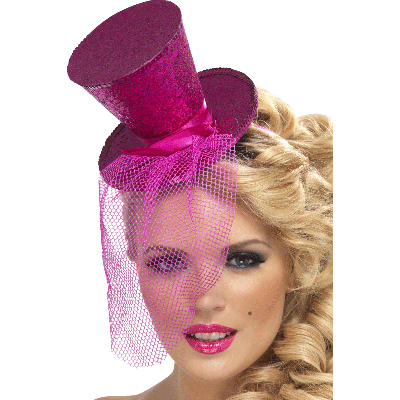 Pink Glitter Mini Top Hat