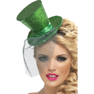 Green Glitter Mini Top Hat