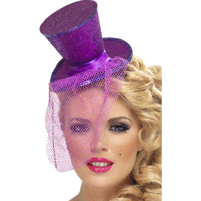Purple Glitter Mini Top Hat