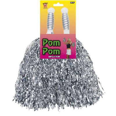 Metallic Silver Pom Poms