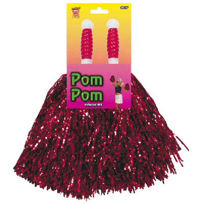 Metallic Red Pom Poms