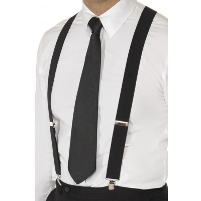 Black 1920s Elasticated Braces