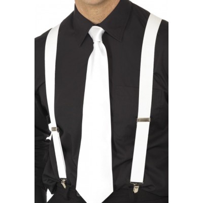 White 1920s Elasticated Braces