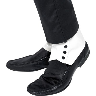 Spats, White With Black Buttons
