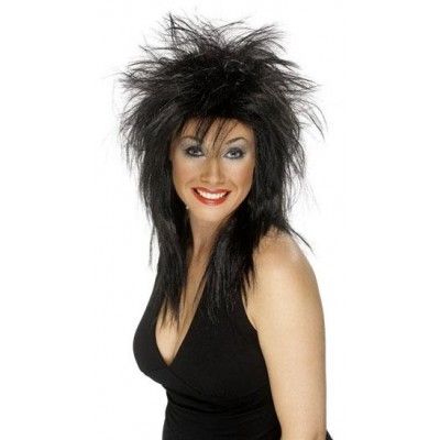 Rock Diva Wig Black Tina Turner Fancy Dress Smiffys