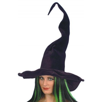 Tall and Twisty Black Velour Witches Hat Smiffys