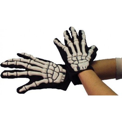 Gloves- Skeleton Gloves With Bones - Adults Smiffys