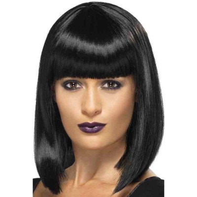 Ladies Short Blunt Cut Fancy Dress Wig Black