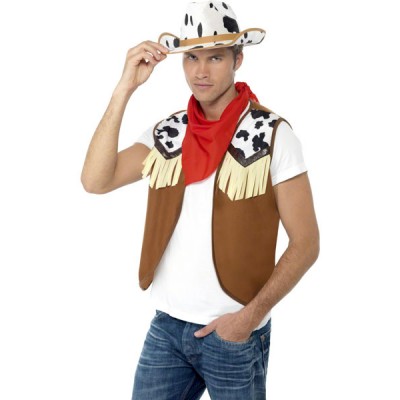 Mens Instant Fancy Dress Wild West Cowboy Kit