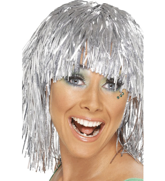 Silver Tinsel Wig