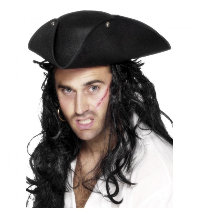 Black Tricorn Pirate Hat