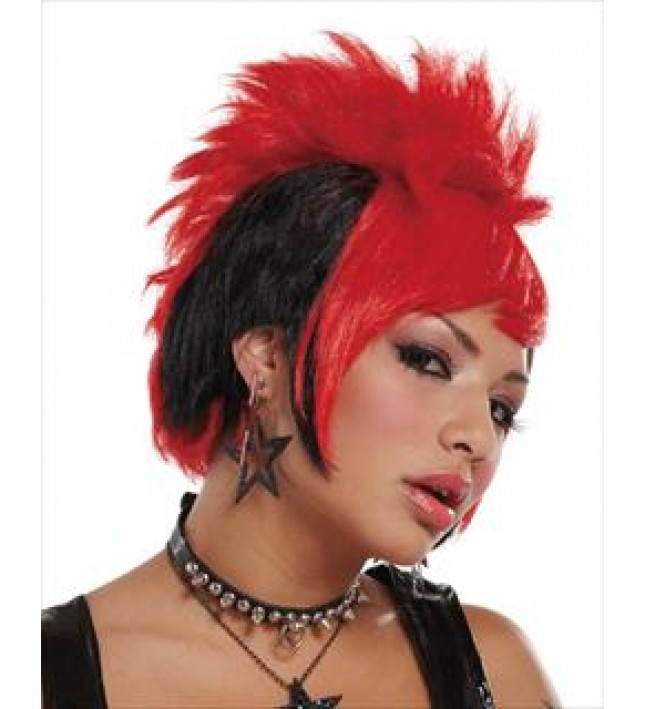 Red & Black Punk Wig