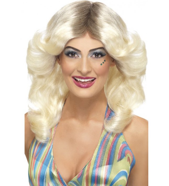 70s Flick Wig Blonde With Roots