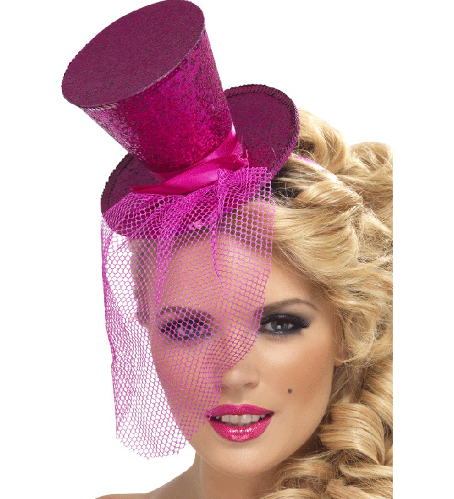 Pink Glitter Mini Top Hat