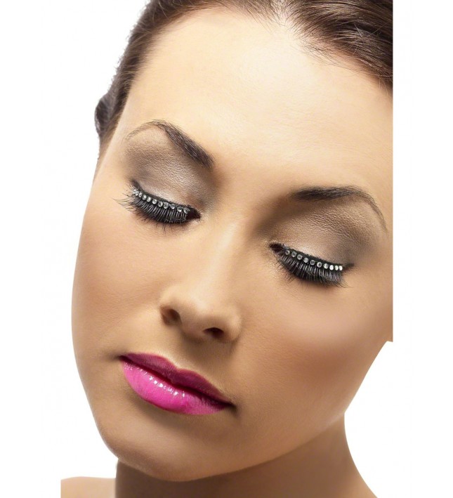 Black Eyelashes With Black Crystals 