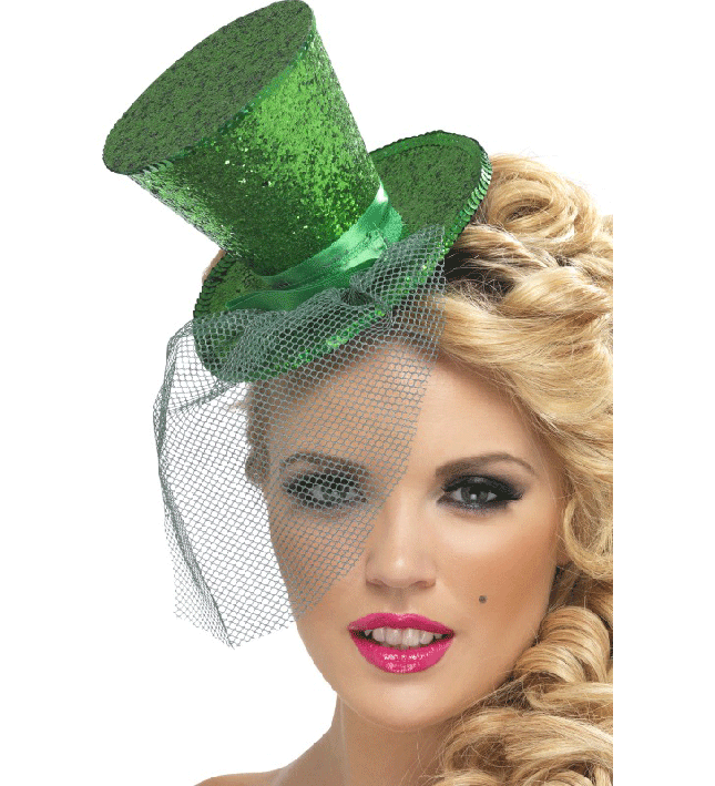 Green Glitter Mini Top Hat