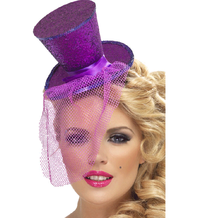 Purple Glitter Mini Top Hat