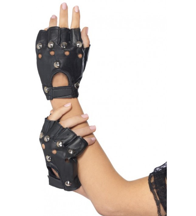 Adult Black Punk Gloves