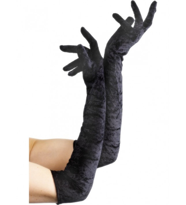 Black Velveteen Gloves 