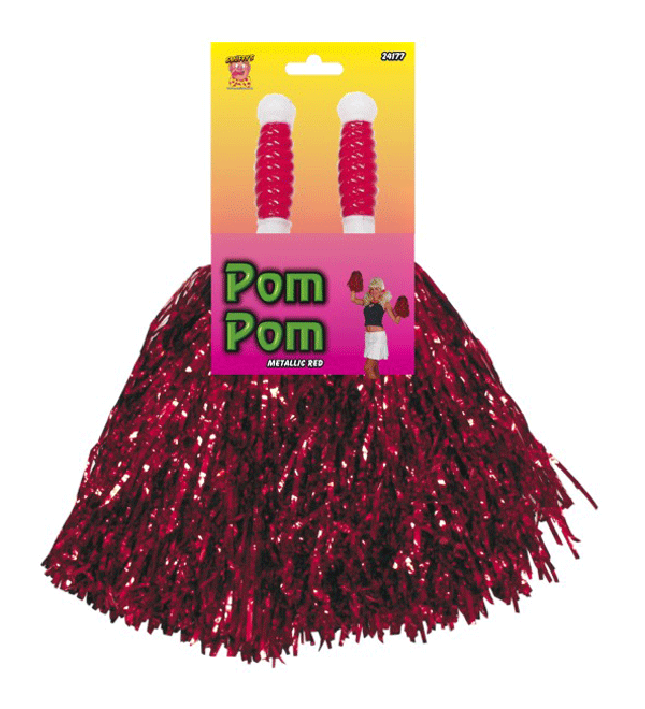 Metallic Red Pom Poms