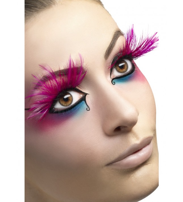Pink Feather Plume Eyelashes  