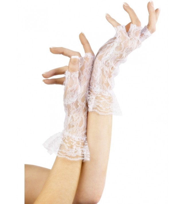 White Polka dot Gloves With Bow