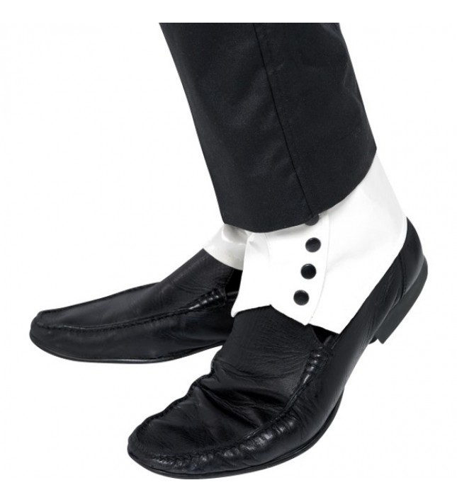 Spats, White With Black Buttons
