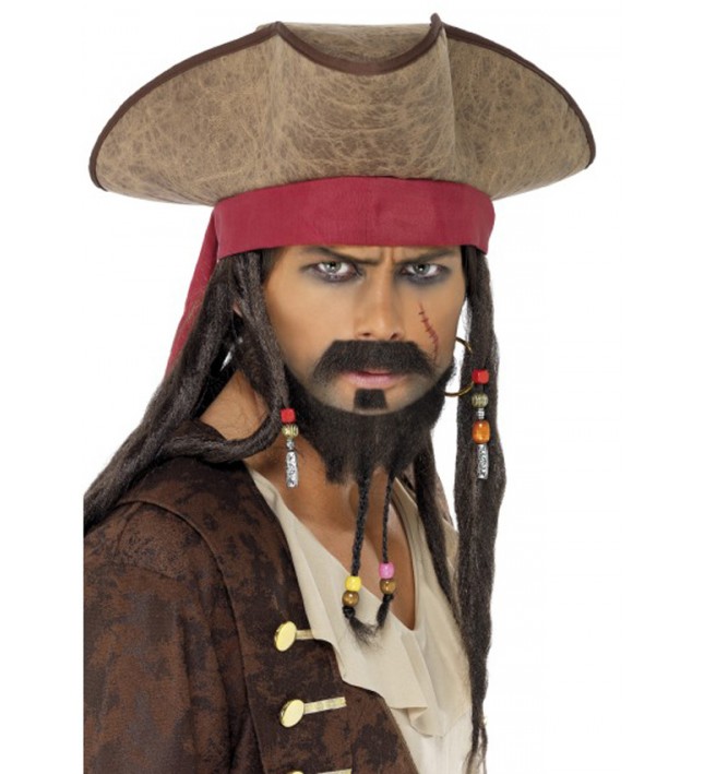 Pirate Hat Brown With Hair