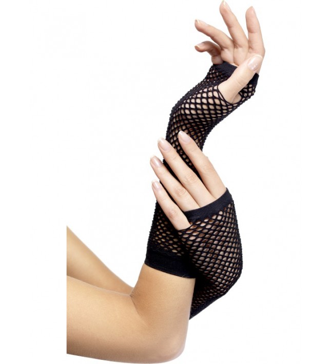 Fishnet Long Black Gloves