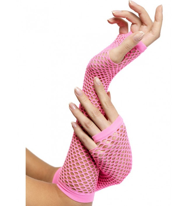 Fishnet Long Pink Gloves