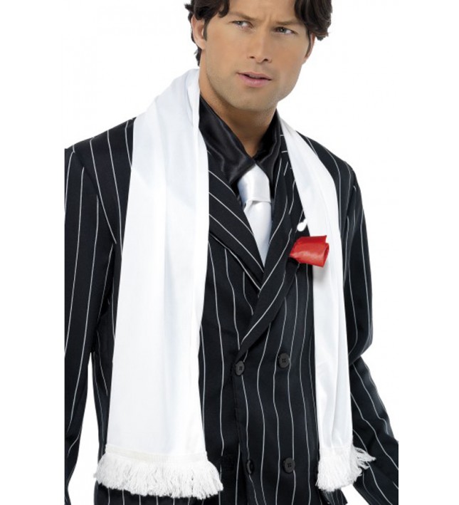 White 1920s Scarf With Tassels