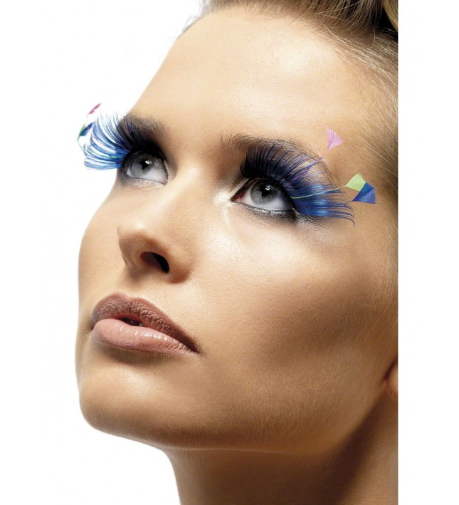 Eyelashes Blue With Feather Plumes