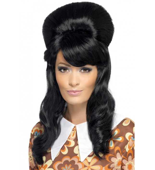 60s Brigtte Bouffant Wig Black