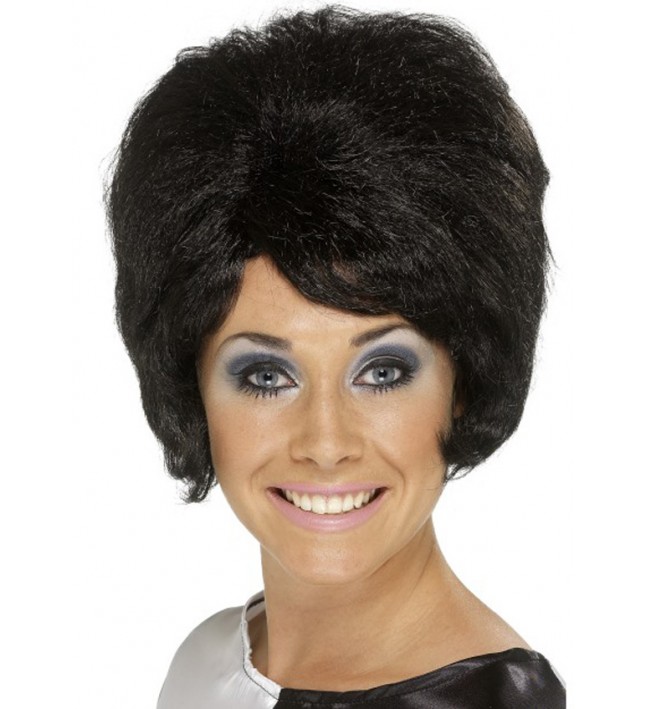 60s Beehive Wig Black