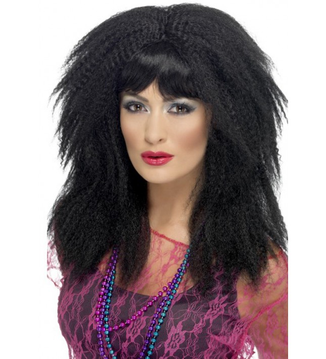 80s Trademark Crimp Wig Black