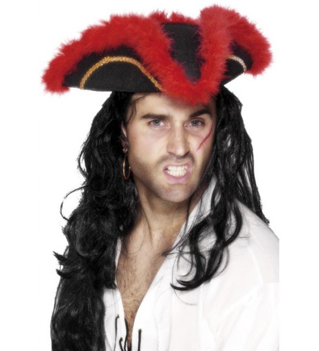 Mens Pirate Tricorn Hat Black