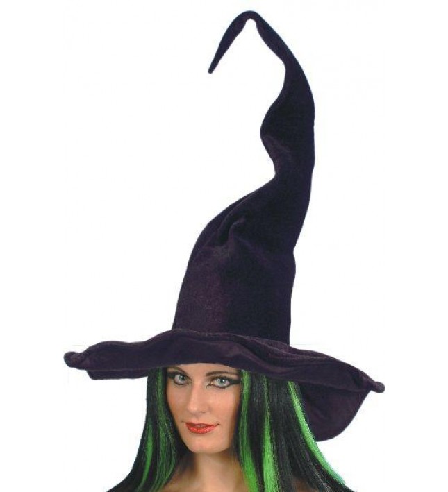 Tall and Twisty Black Velour Witches Hat Smiffys