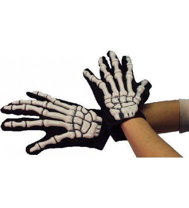 Gloves- Skeleton Gloves With Bones - Adults Smiffys