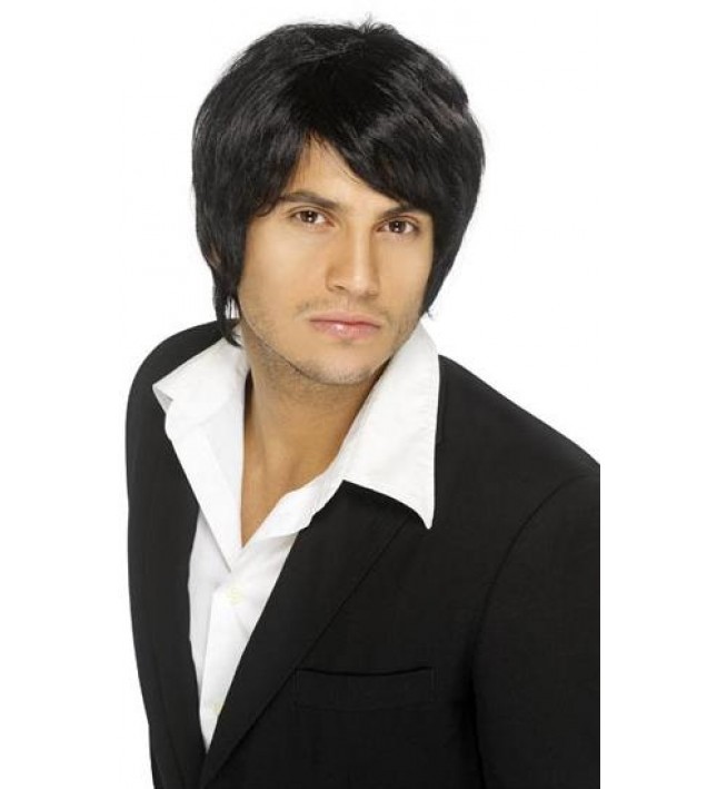 Boy Band Wig Black Fancy Dress Smiffys