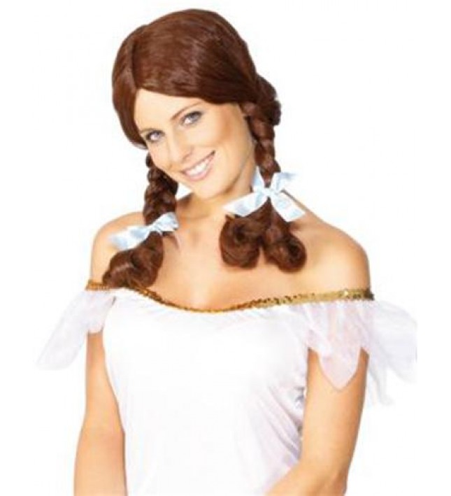 Country Girl Wig Brown Dorothy Fancy Dress Smiffys