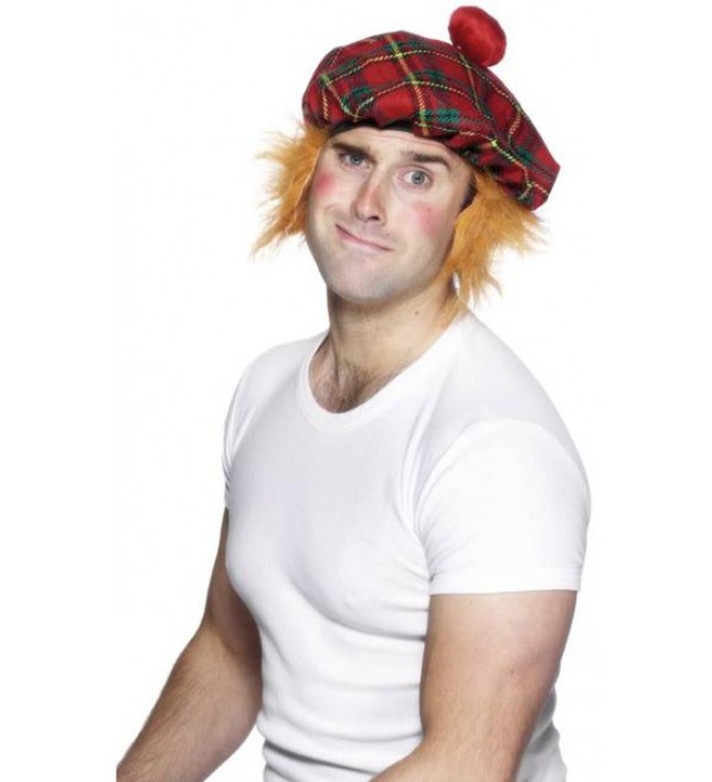 Tam O`Shanter With Hair And Pom Pom Smiffys