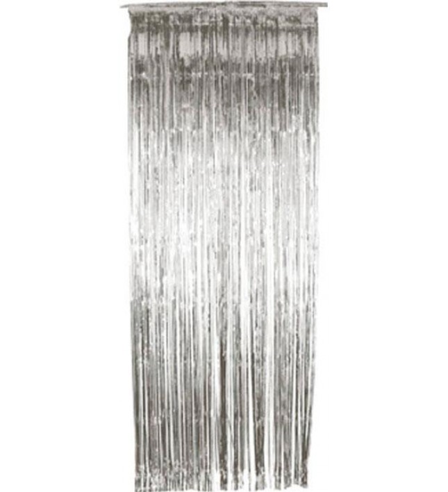 Silver Tinsel Shimmer Curtain