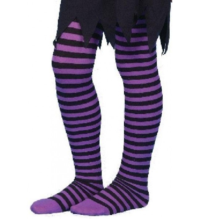 Childs Female Striped Halloween Tights Fancy Dress Age 7-12