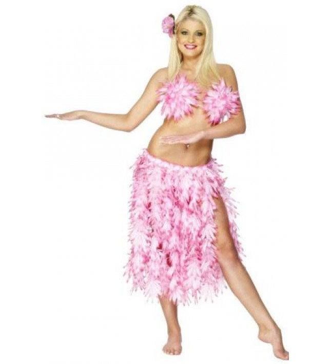 Adult Pink Leaf Hawaiian Skirt Smiffys