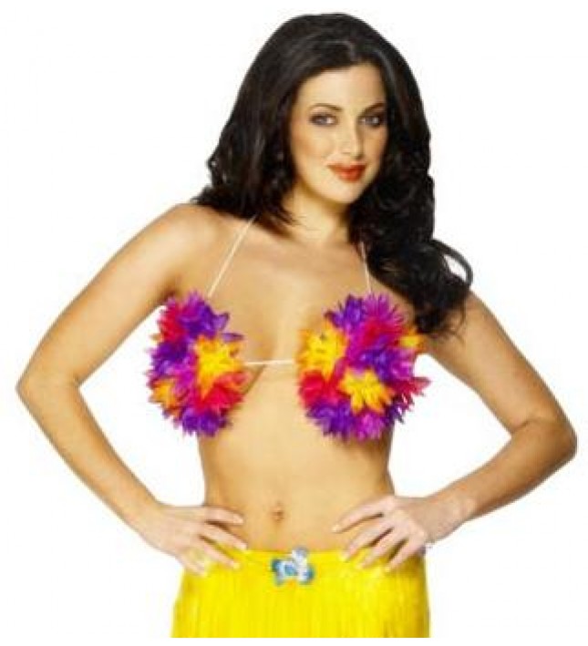 Adult Female Multi-Coloured Hawaiian Bra Fancy Dress Smiffys