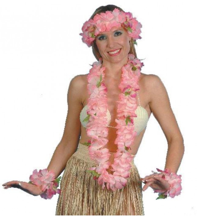 Pink Hawaiian Leis Set Smiffys