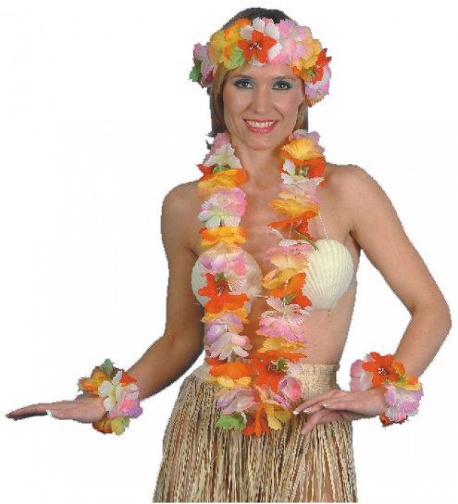 Multi Colour Deluxe Leis Set  Smiffys