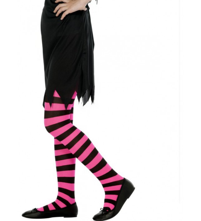 Fuschia And Black Childs Tights
